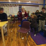 Mo Rocca conducting mock election with 3rd graders